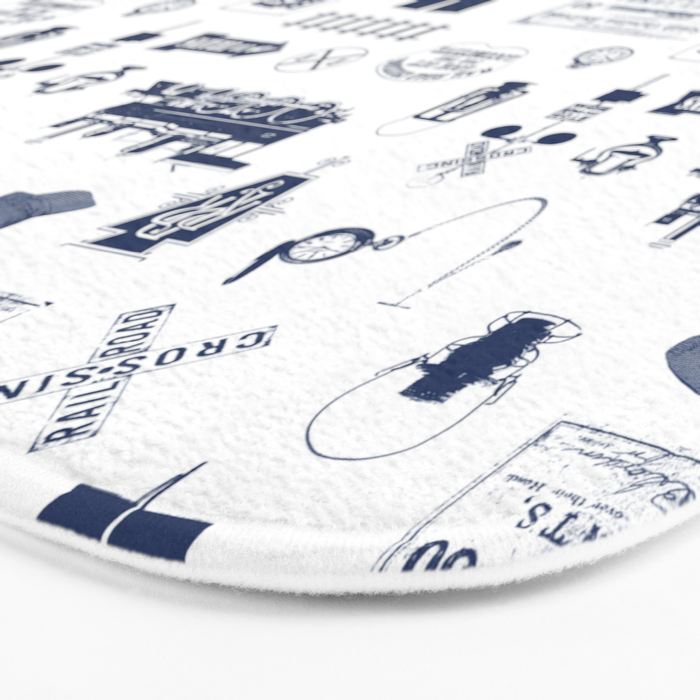 Railroad Symbols // Navy Blue Bath Mat Gallery Image 3