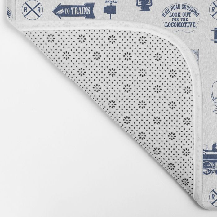 Railroad Symbols // Navy Blue Bath Mat Gallery Image 2