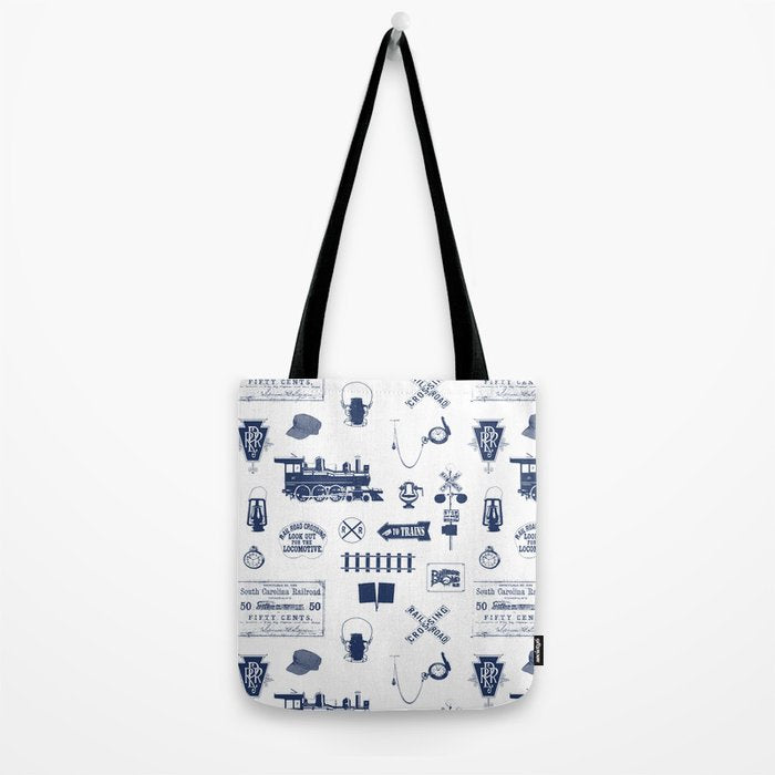 Railroad Symbols // Navy Blue Tote Bag Gallery Image 2
