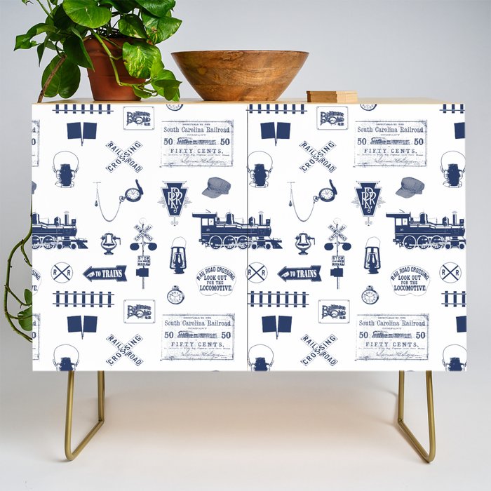 Railroad Symbols // Navy Blue Credenza Gallery Image 1