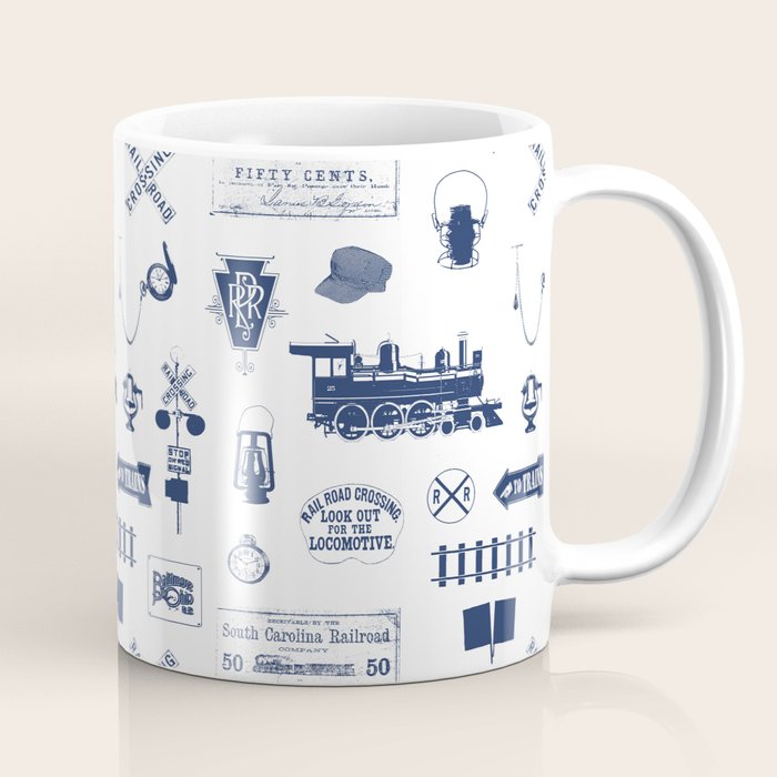 Railroad Symbols // Navy Blue Coffee Mug Gallery Image 1