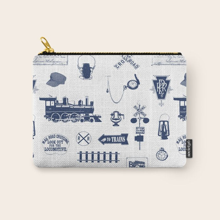 Railroad Symbols // Navy Blue Carry All Pouch Gallery Image 1