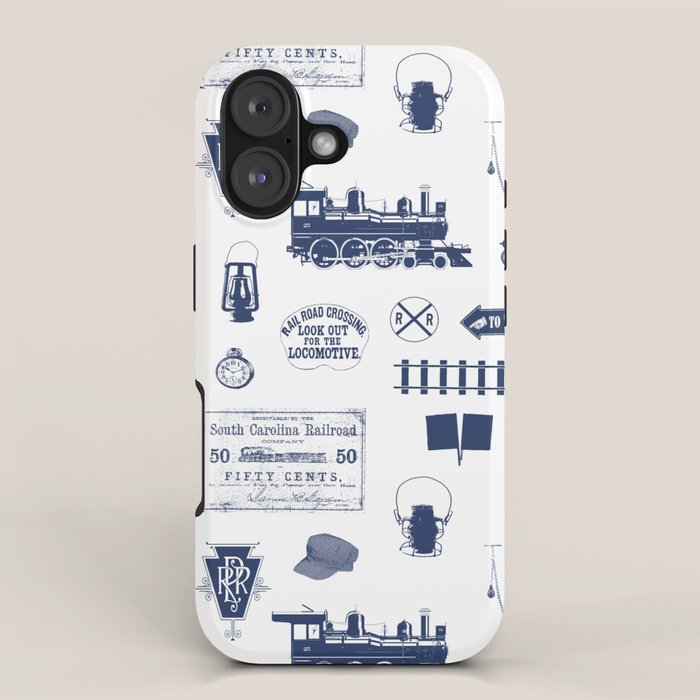 Railroad Symbols // Navy Blue iPhone Case Gallery Image 1