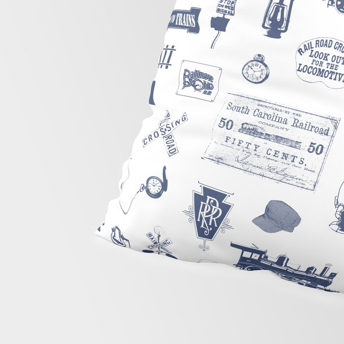 Railroad Symbols // Navy Blue Pillow Sham Gallery Image 4