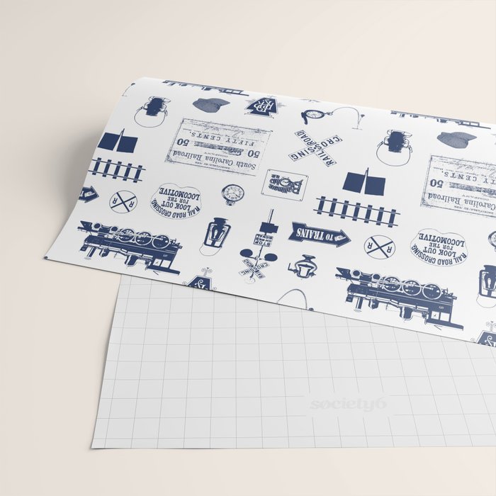 Railroad Symbols // Navy Blue Wrapping Paper Gallery Image 2