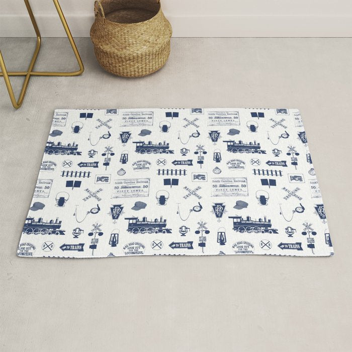 Railroad Symbols // Navy Blue Rug Gallery Image 1