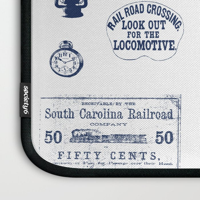 Railroad Symbols // Navy Blue Laptop Sleeve Gallery Image 3