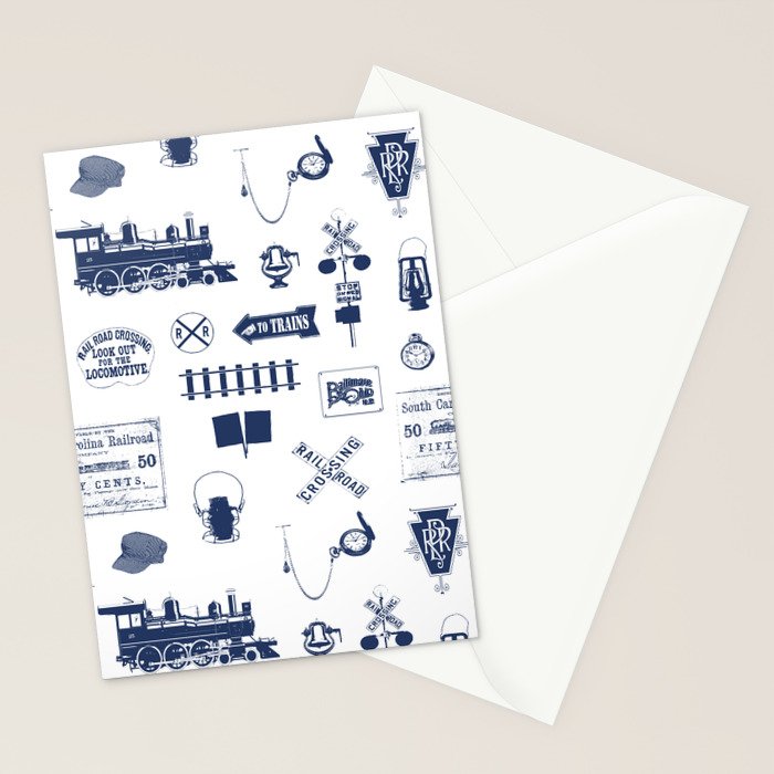 Railroad Symbols // Navy Blue Stationery Card Gallery Image 2