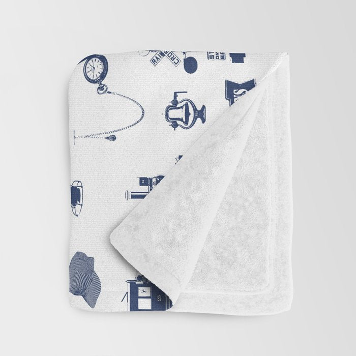 Railroad Symbols // Navy Blue Throw Blanket Gallery Image 3