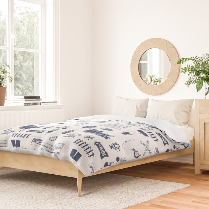 Railroad Symbols // Navy Blue Duvet Cover Gallery Image 2