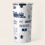 Railroad Symbols // Navy Blue Travel Mug Gallery Image 1