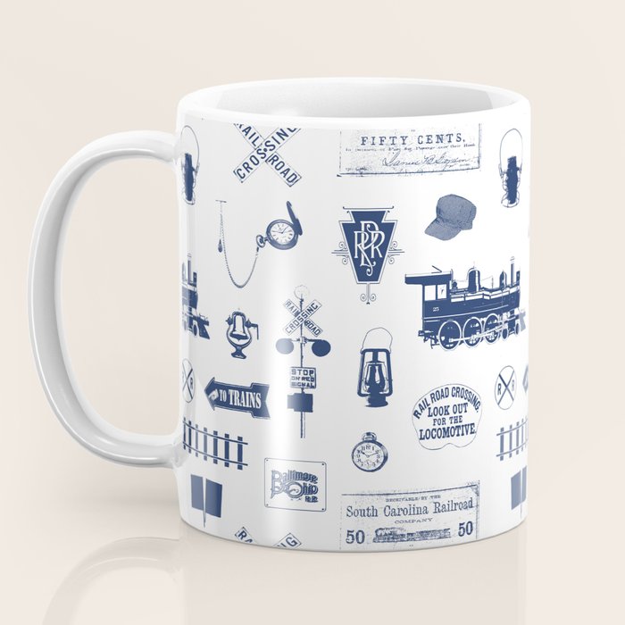 Railroad Symbols // Navy Blue Coffee Mug Gallery Image 3