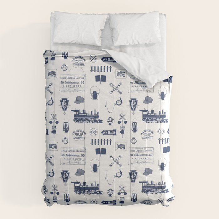 Railroad Symbols // Navy Blue Comforter Gallery Image 6