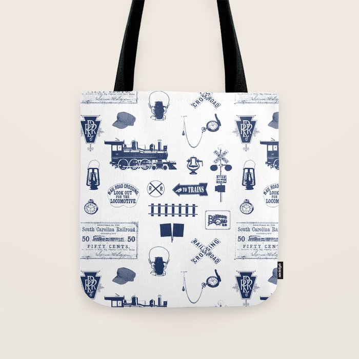 Railroad Symbols // Navy Blue Tote Bag Gallery Image 1