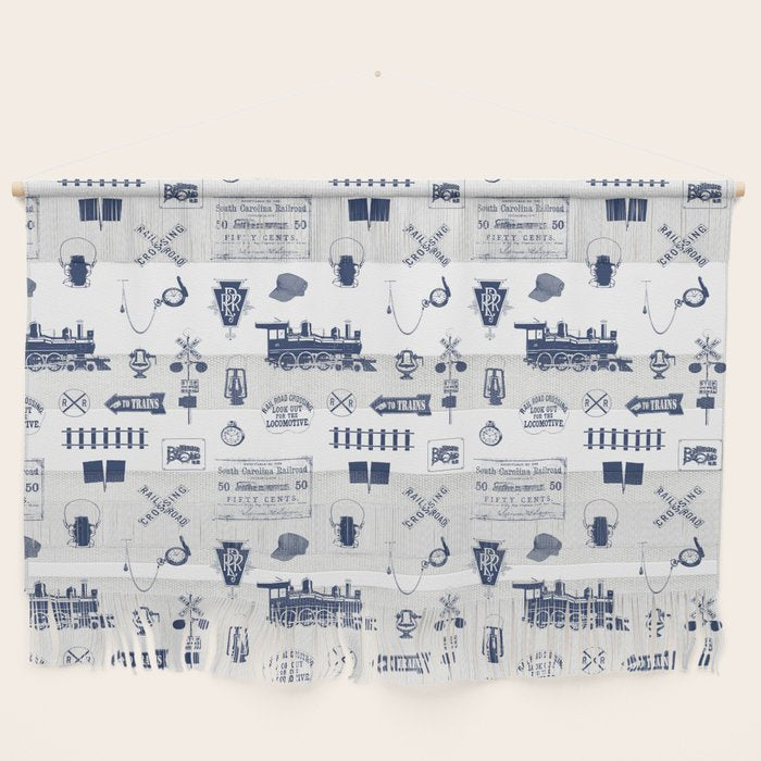 Railroad Symbols // Navy Blue Wall Hanging Gallery Image 1