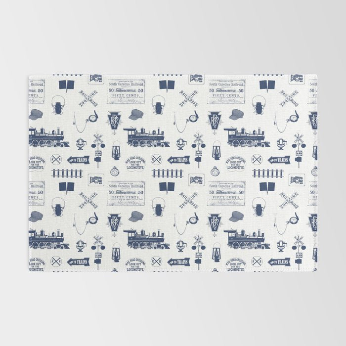 Railroad Symbols // Navy Blue Rug Gallery Image 2