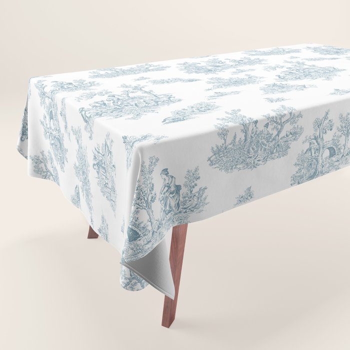 Toile De Jouy - Duck Egg Blue Tablecloth Gallery Image 1