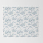 Toile De Jouy - Duck Egg Blue Throw Blanket Gallery Image 2
