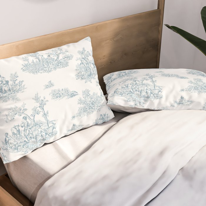 Toile De Jouy - Duck Egg Blue Pillow Sham Gallery Image 2