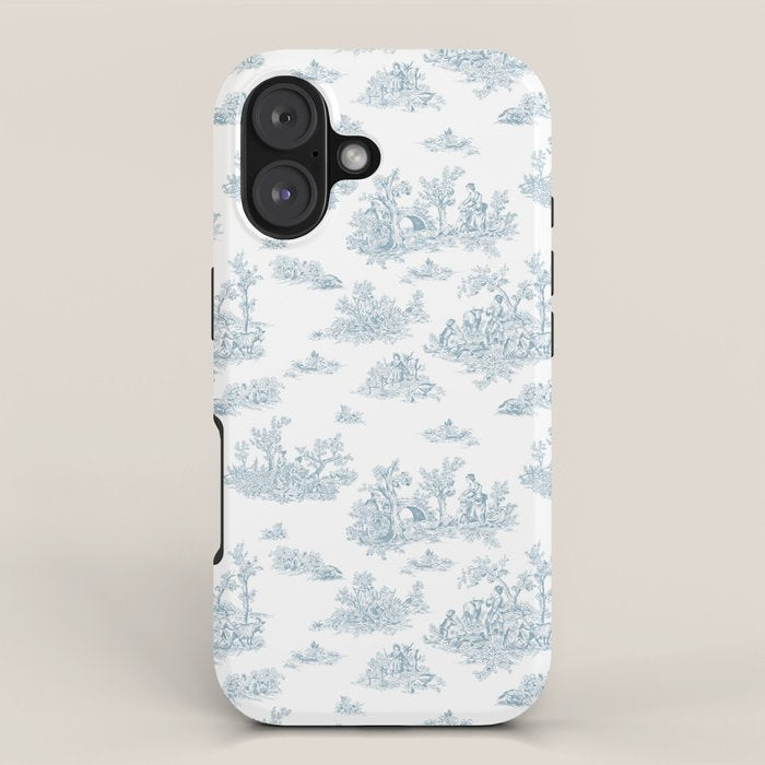 Toile De Jouy - Duck Egg Blue iPhone Case Gallery Image 1