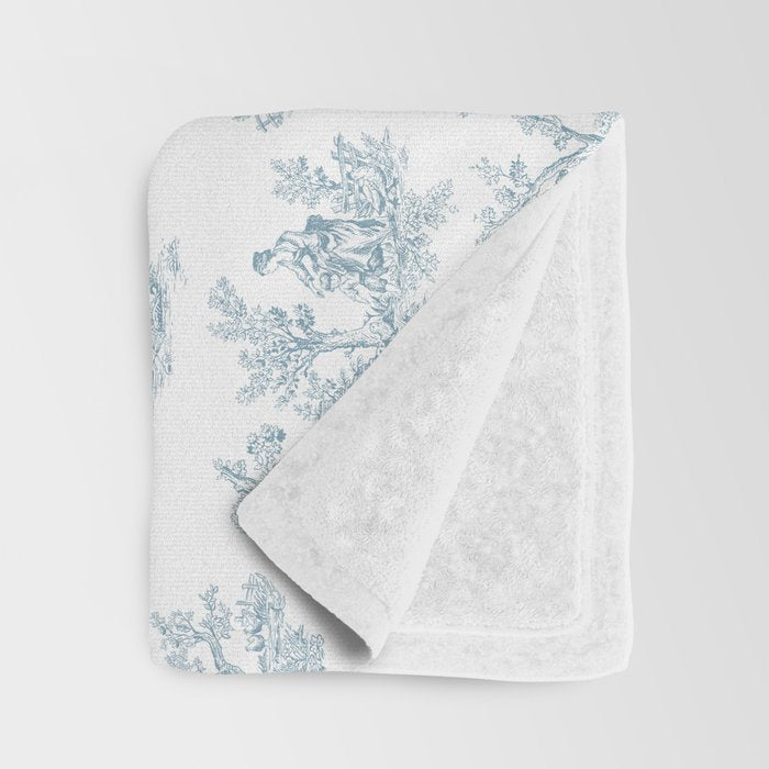 Toile De Jouy - Duck Egg Blue Throw Blanket Gallery Image 3