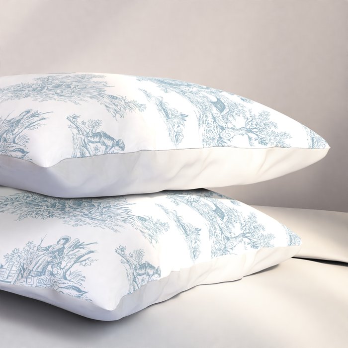 Toile De Jouy - Duck Egg Blue Pillow Sham Gallery Image 3