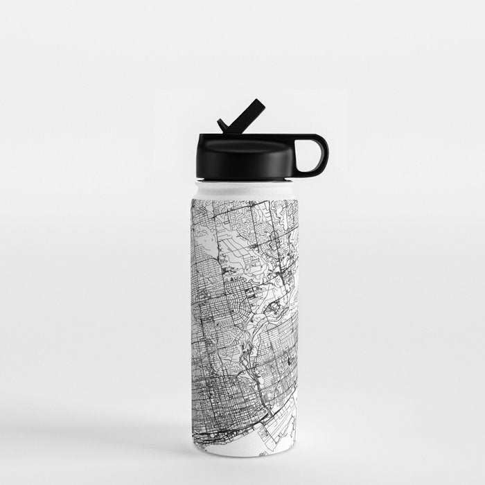 Toronto White Map Water Bottle Gallery Image 1