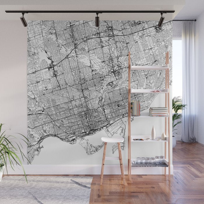 Toronto White Map Wall Mural Gallery Image 1