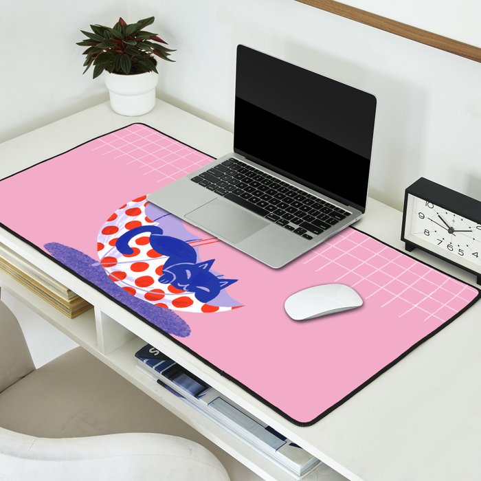 Umbrella Cat Desk Mat Gallery Image 2