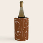 Line Art Woman Face Burnt Orange Wine Chiller Gallery Image 2