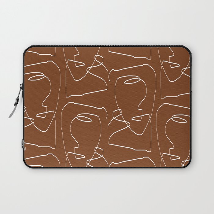 Line Art Woman Face Burnt Orange Laptop Sleeve Gallery Image 1