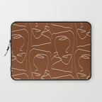 Line Art Woman Face Burnt Orange Laptop Sleeve Gallery Image 1