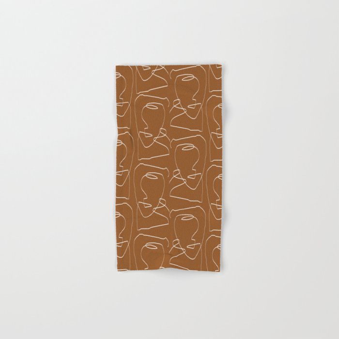 Line Art Woman Face Burnt Orange Bath Towel Gallery Image 1