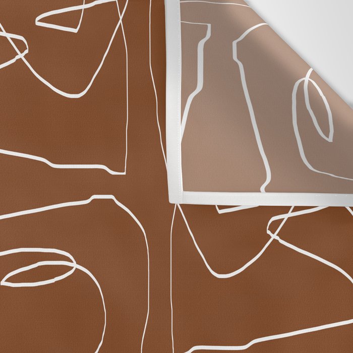 Line Art Woman Face Burnt Orange Wall Tapestry Gallery Image 3