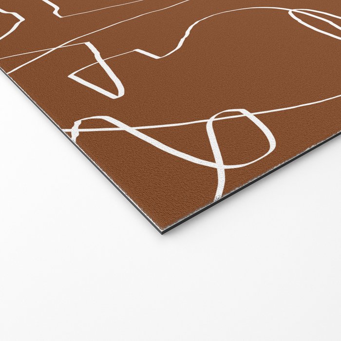 Line Art Woman Face Burnt Orange Welcome Mat Gallery Image 2