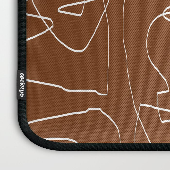 Line Art Woman Face Burnt Orange Laptop Sleeve Gallery Image 3