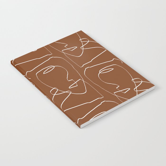 Line Art Woman Face Burnt Orange Notebook Gallery Image 2