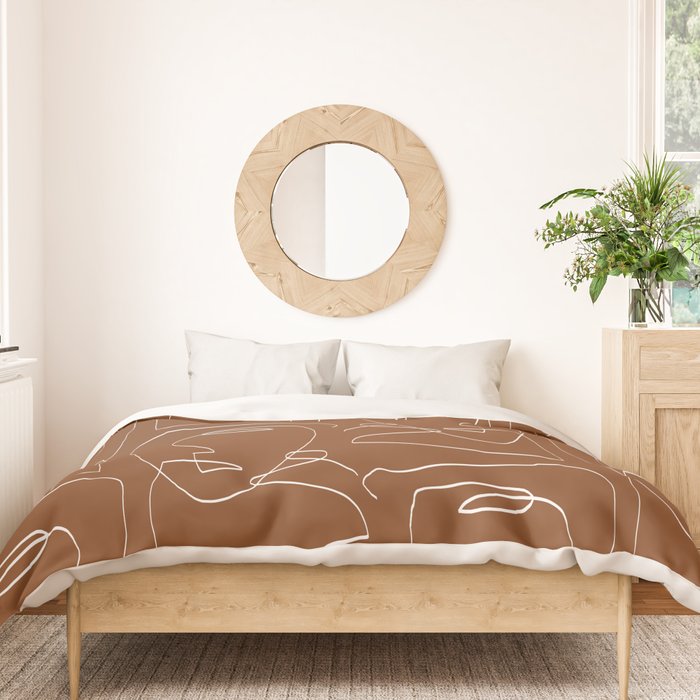 Line Art Woman Face Burnt Orange Duvet Cover Gallery Image 3