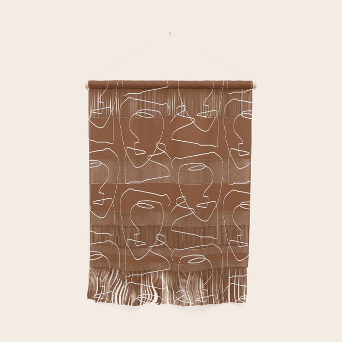 Line Art Woman Face Burnt Orange Wall Hanging Gallery Image 1