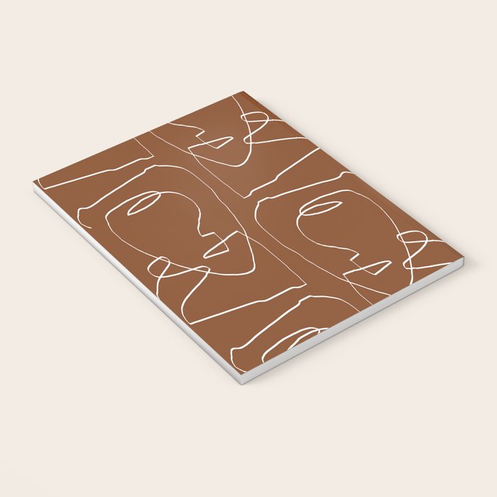 Line Art Woman Face Burnt Orange Notebook Gallery Image 3