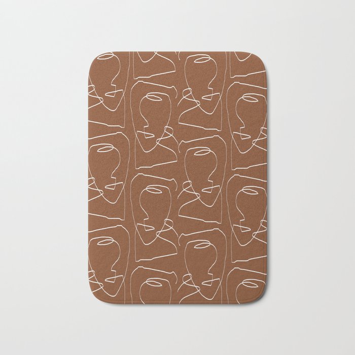 Line Art Woman Face Burnt Orange Bath Mat Gallery Image 1