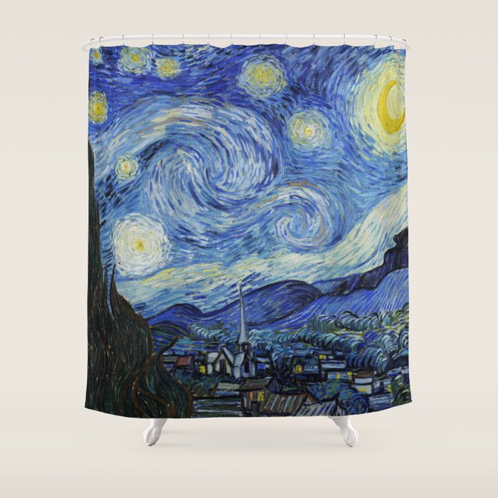 The Starry Night by Vincent Van Gogh Shower Curtain Gallery Image 1