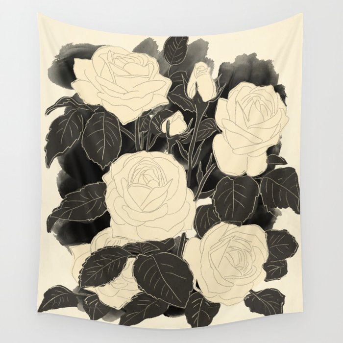 White Roses 5 Wall Tapestry Gallery Image 4