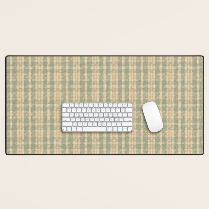 North Country Plaid - sage and light gold Desk Mat Gallery Image 1