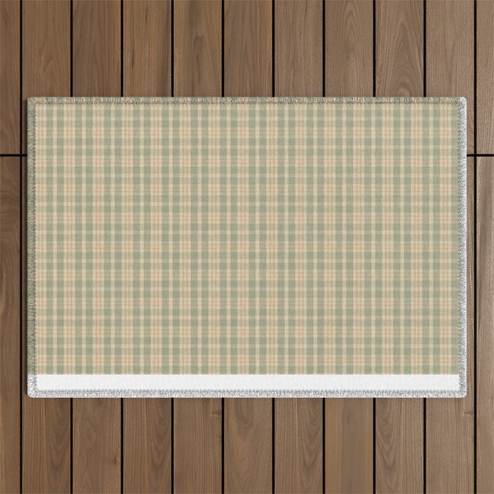 North Country Plaid - sage and light gold Outdoor Rug Gallery Image 1