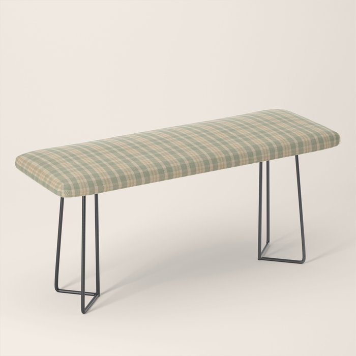 North Country Plaid - sage and light gold Bench Gallery Image 1