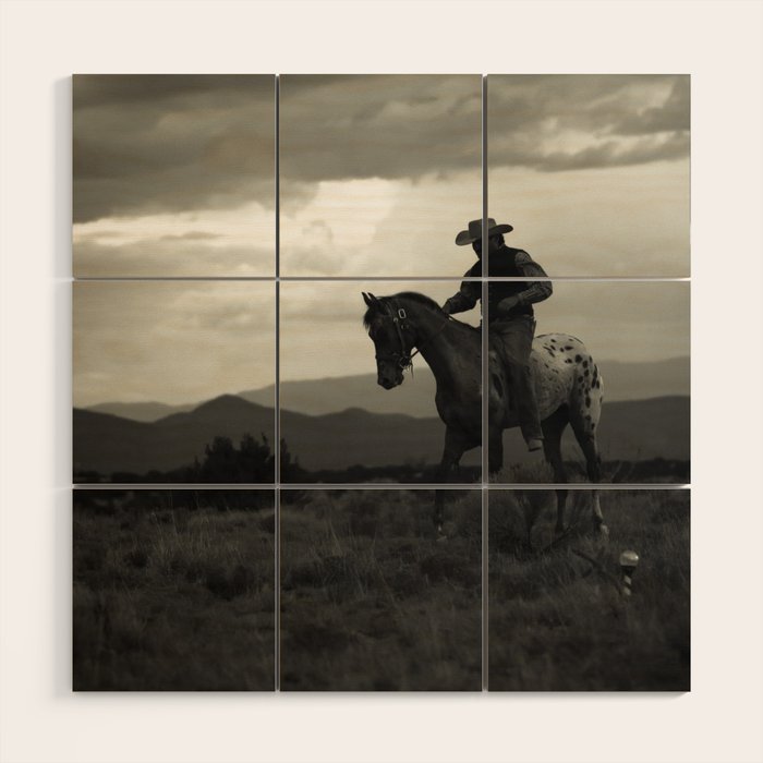 Santa Fe Cowboy on Horse Wood Wall Art Gallery Image 1