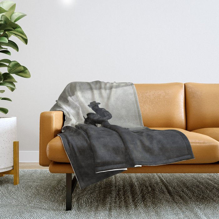 Santa Fe Cowboy on Horse Throw Blanket Gallery Image 1