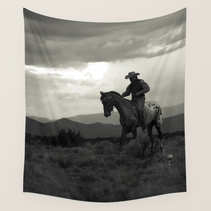 Santa Fe Cowboy on Horse Wall Tapestry Gallery Image 1
