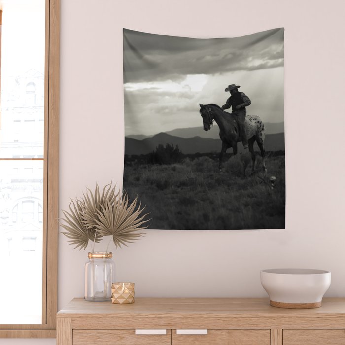 Santa Fe Cowboy on Horse Wall Tapestry Gallery Image 2